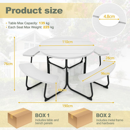 All Weather 8 Seater Picnic Table and Bench
