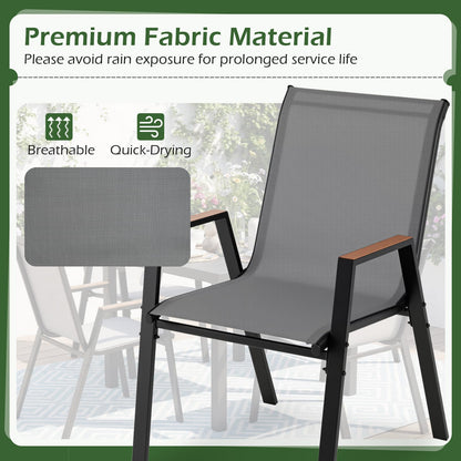 Garden Chairs Set of 2/4, Stackable Outdoor Dining Chairs with Armrests