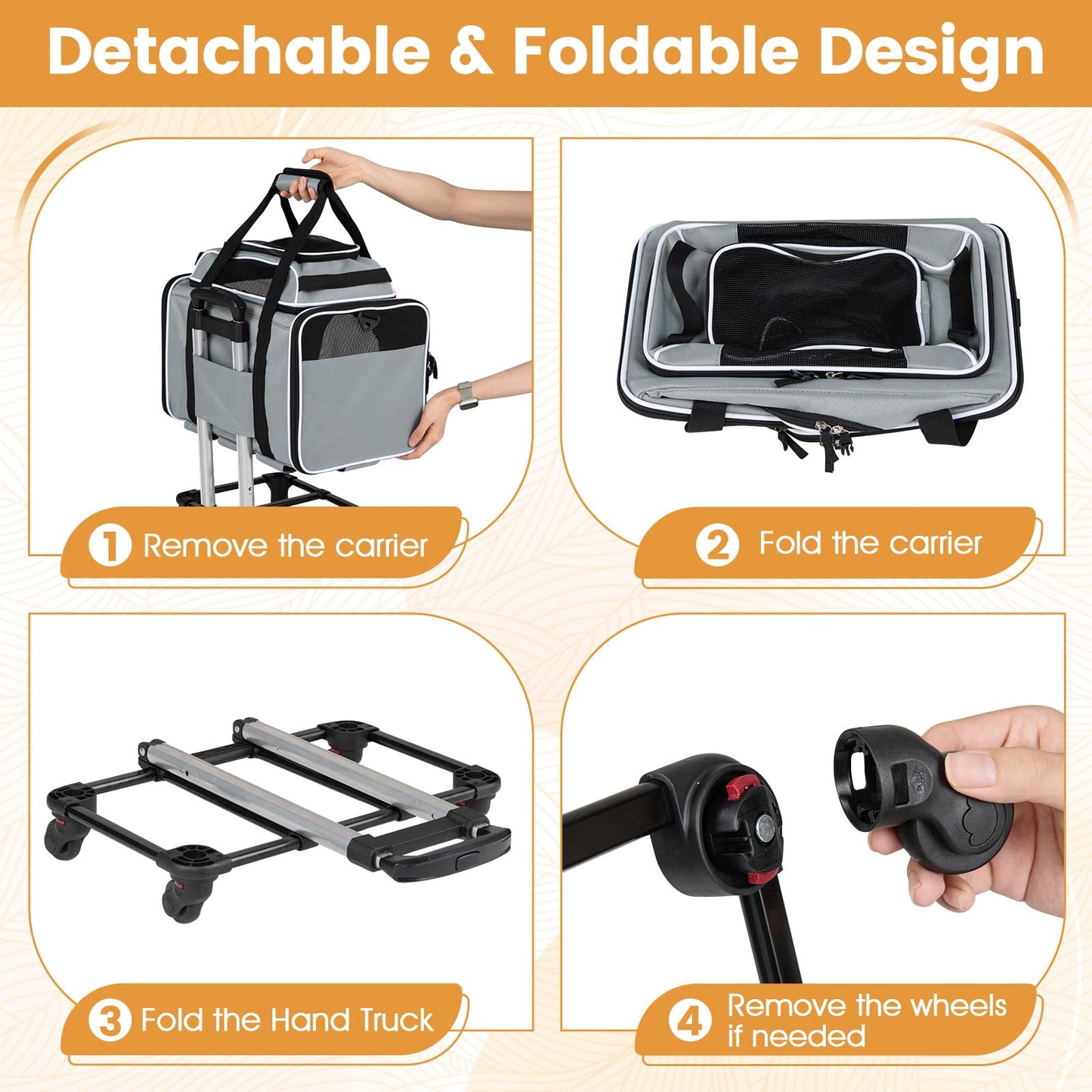 Airline Approved Rolling Cat and Dog Carrier with and Telescopic Handle