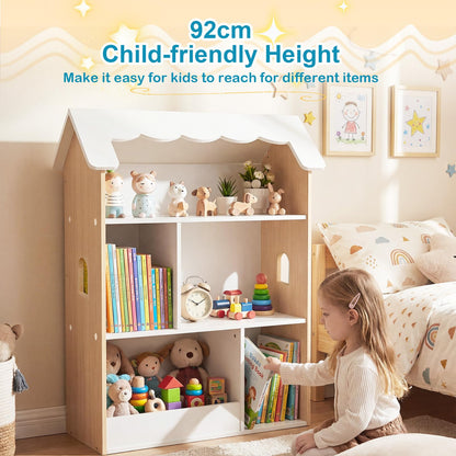 Kids Bookshelf, 3-Tier Wooden Toddler Book Toy Organizer