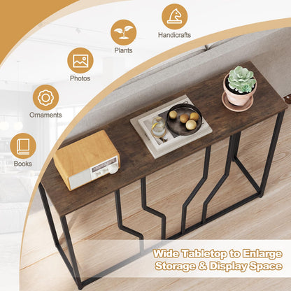 110 cm Gold Console Table Entryway Table with Faux Marble Tabletop