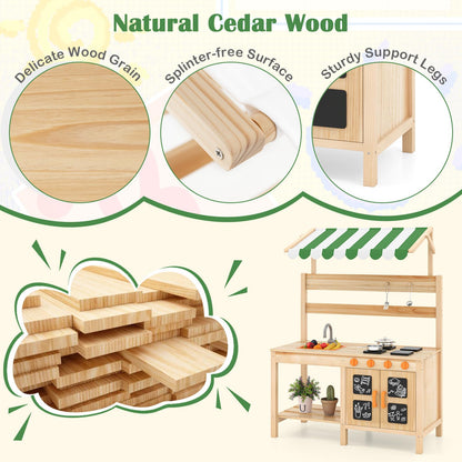 Wooden Outdoor Kitchen Playset with 4 Stoves