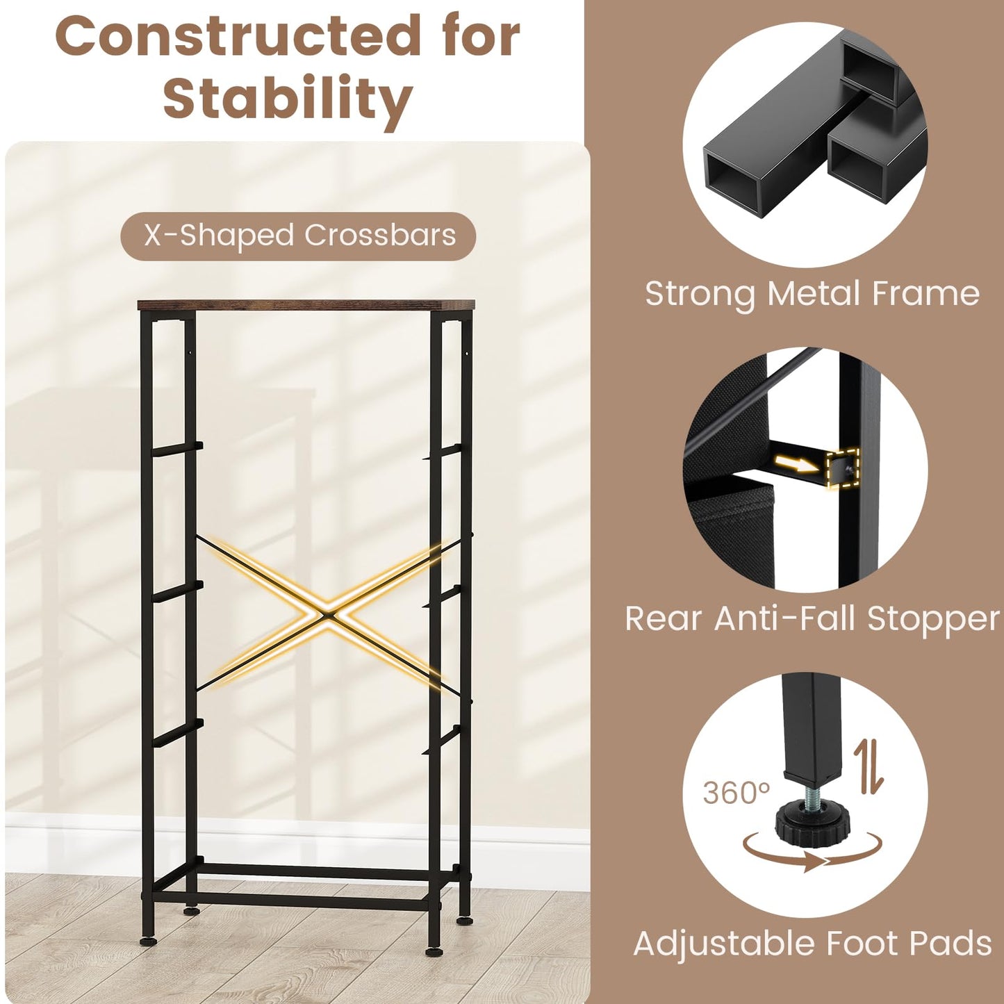 4 Drawers Dresser Fabric Storage Tower with Wooden Top for Entryway Living Room and Closet