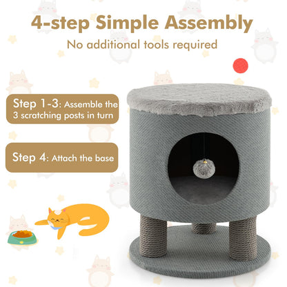 3 in 1 Cats Cave Sleeping House with Scratching Posts