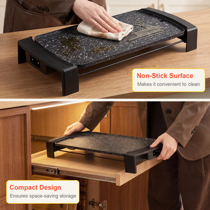 Teppanyaki Grill, 2150W Electric Griddle with 2 Nonstick Cooking Zones