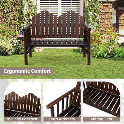 2-Seater Garden Bench, Solid Wood Patio Loveseat Park Bench Chair