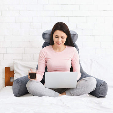 Extra Large Bed Rest Reading Pillow with Detachable Neck Roll