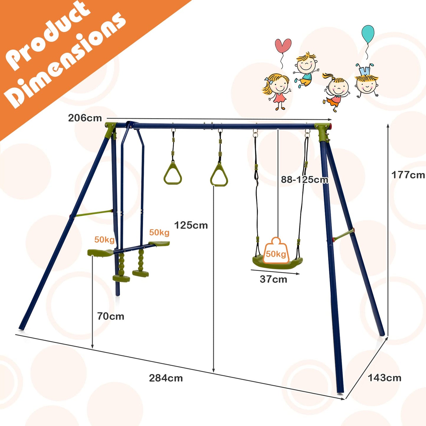 3-in-1 Multifunctional A-Frame Swing Set