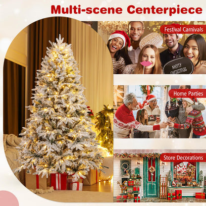 180 cm Artificial Christmas Tree Pre-lit Hinged Xmas Tree with 270 Warm White LED Lights