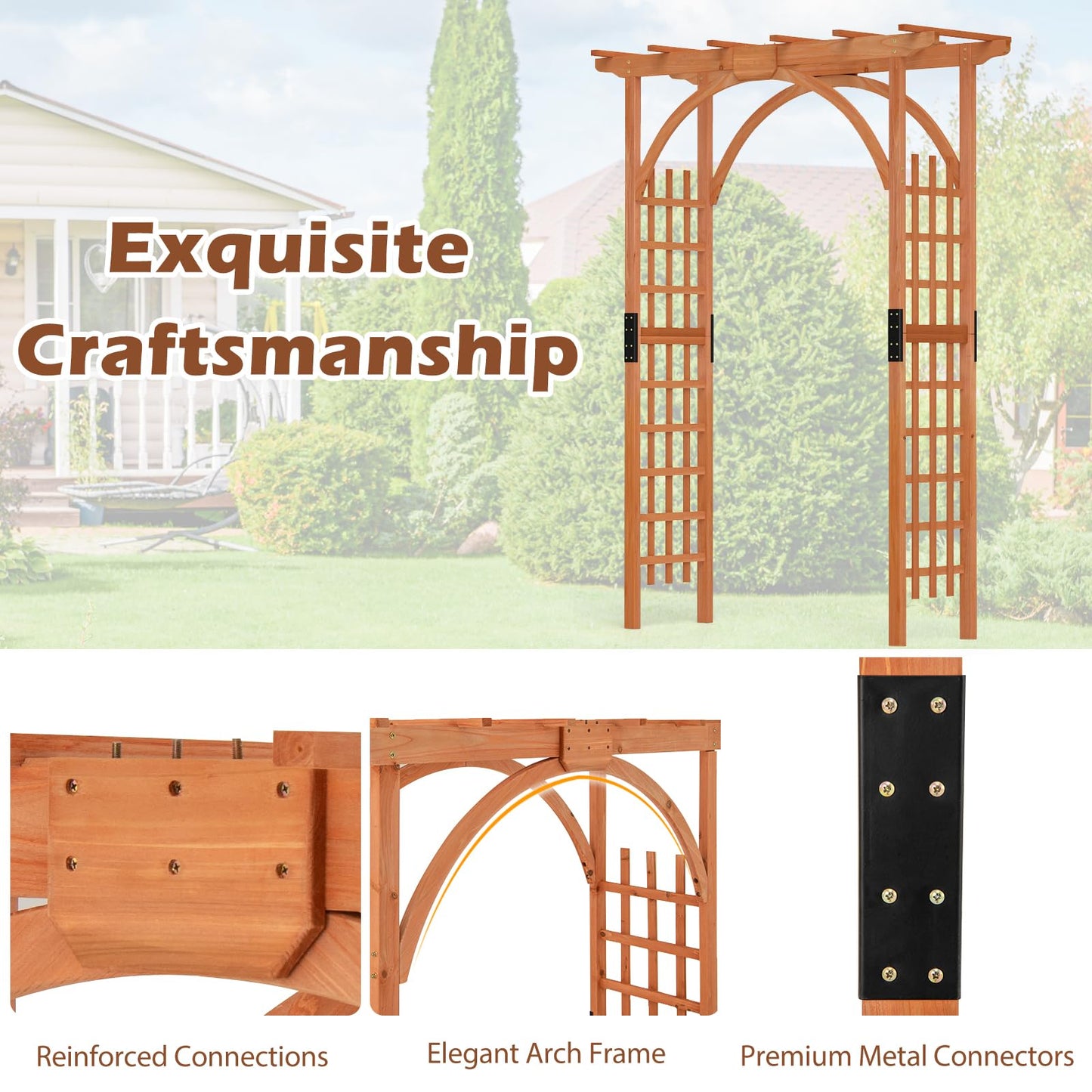 Wooden Garden Arch Entryway Trellis Pergola Arbour(160 x 60 x 215cm)