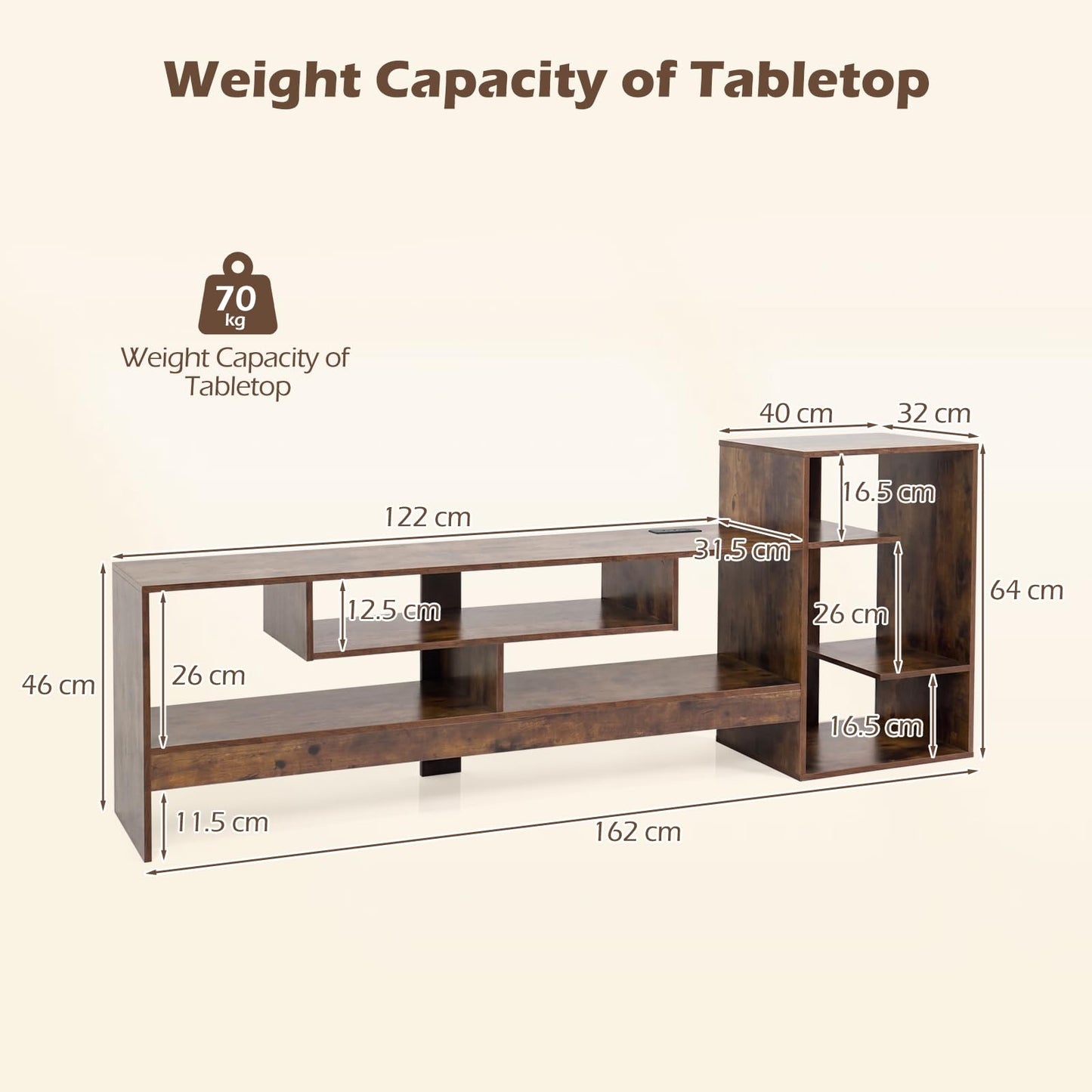 TV Stand Cabinet for 55 Inch TVs with Power Outlets