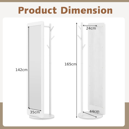 Full Length 2-in-1 Freestanding Dressing Mirror with Coat Rack