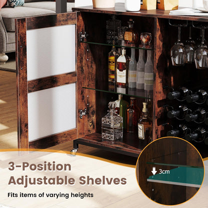 Liquor Buffet Sideboard with LED Lights and Glass Holders