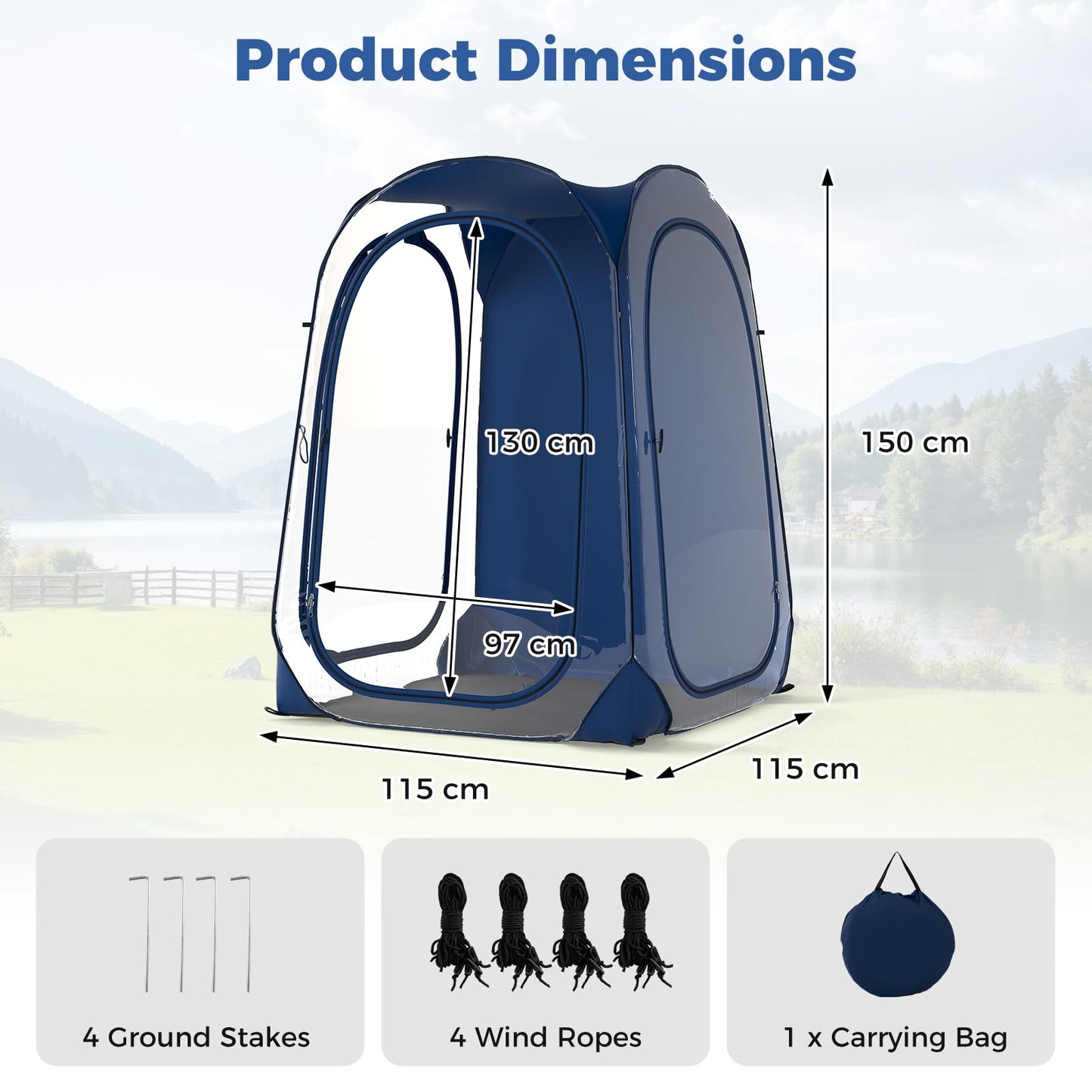 Pop up Bubble Tent, All Weather Sport Shelter Screen House with Carrying Bag