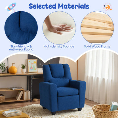 Kids Recliner with Cup Holder PU Leather Kids Reclining Chair