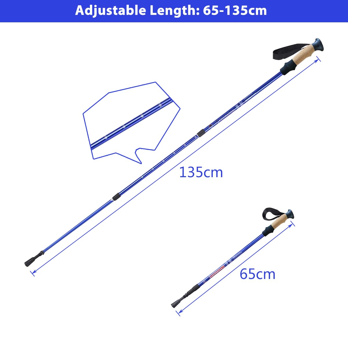 Hiking Pole Adjustable 65-135 cm