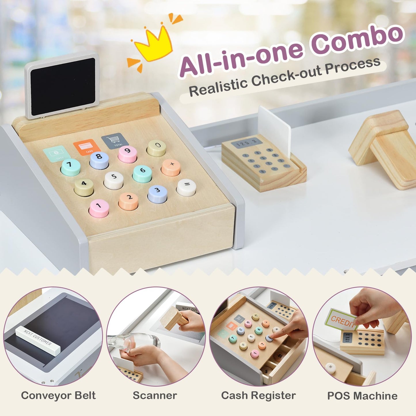 Supermarket Play Set with Shopping Cart for Toddlers