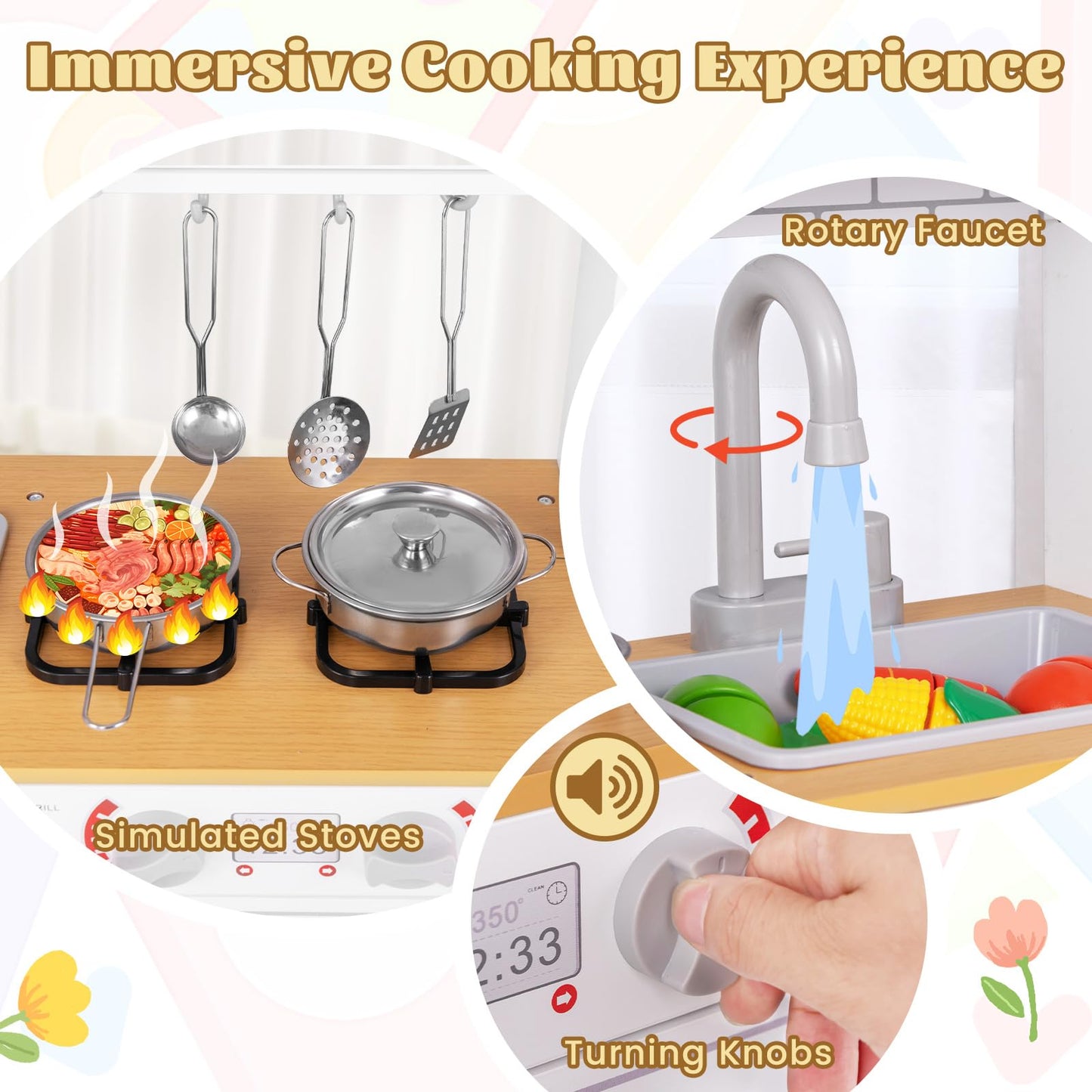 Toddler Pretend Kitchen Toy Set with Stoves and Oven