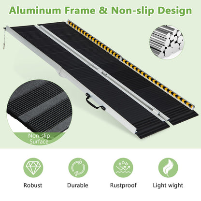 Portable Aluminum Wheelchair Ramp with Transition Plate