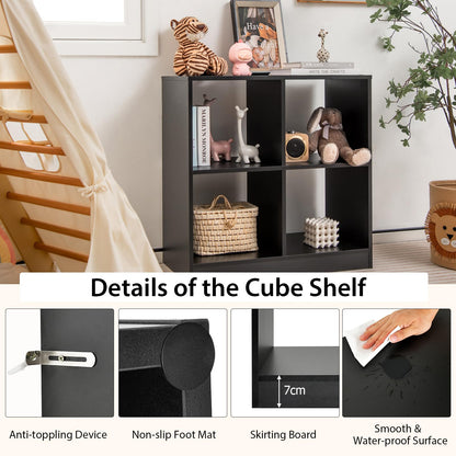 4-cube Wooden Storage Cabinet with Anti-Toppling Device