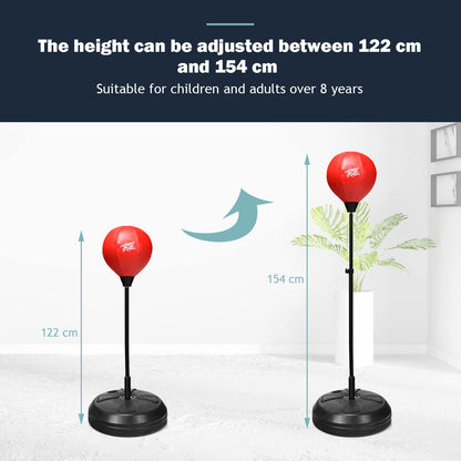 122cm Height Adjustable Punching Ball Stand Box with Stand and Gloves