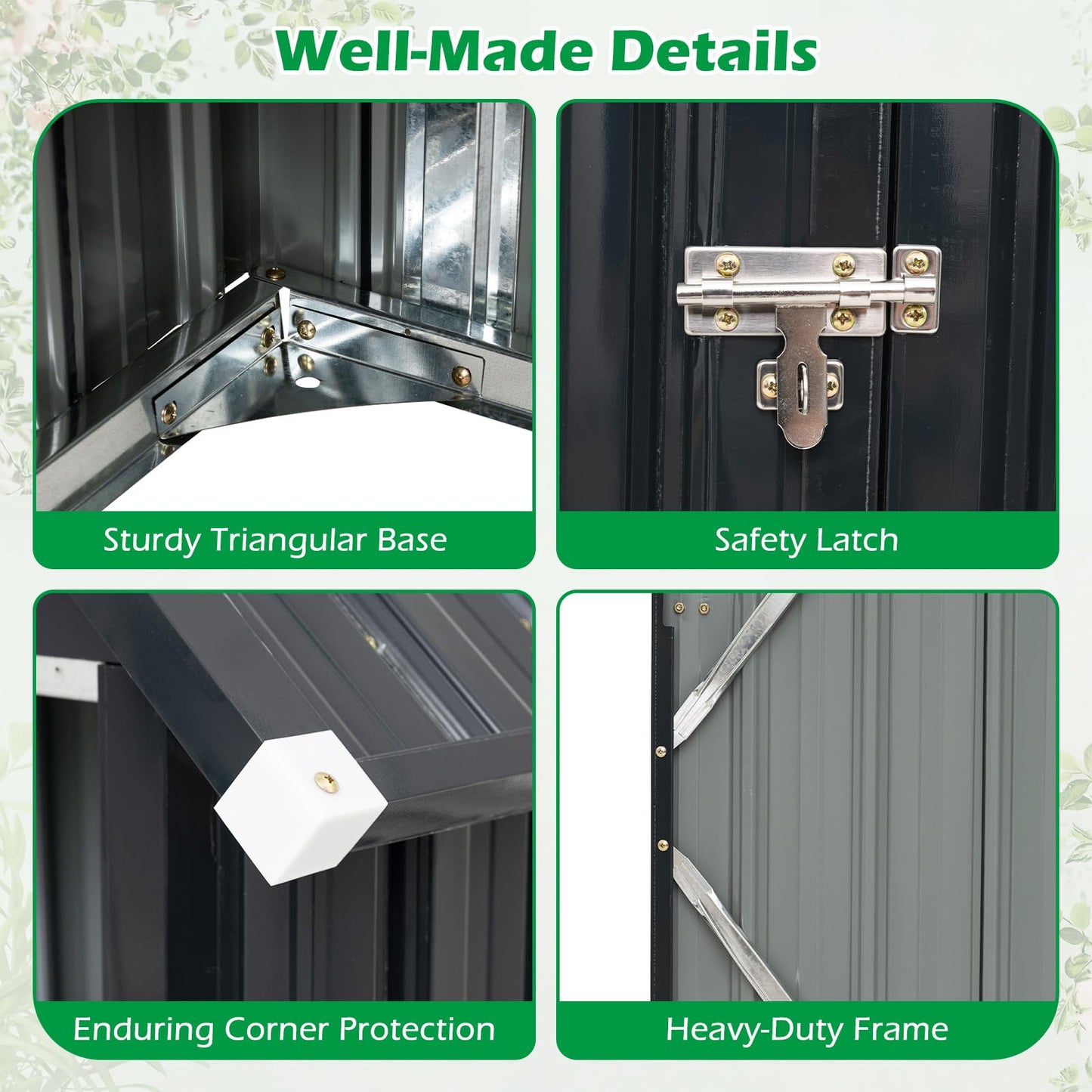 3 x 2FT Metal Garden Storage Shed with 3 Adjustable Shelves