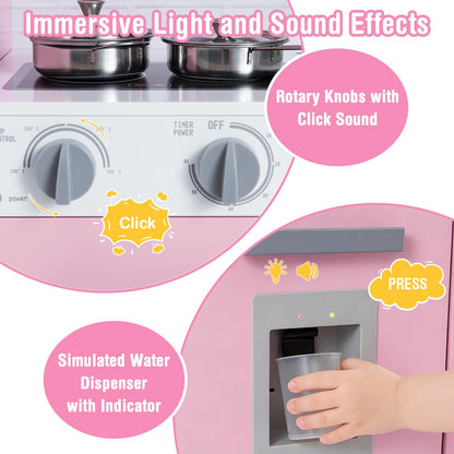 Kids Play Kitchen Toy Set with Water Dispenser and Sink