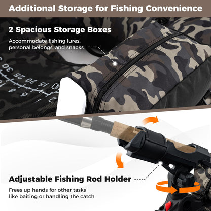 Fishing Boat with Pump, Adjustable Straps, Paddle, Pockets, Fish Ruler, Rod Holder