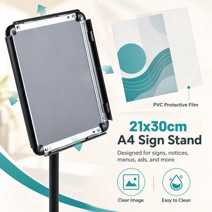 Height Adjustable Sign Holder Stand with Snap-Open Frame