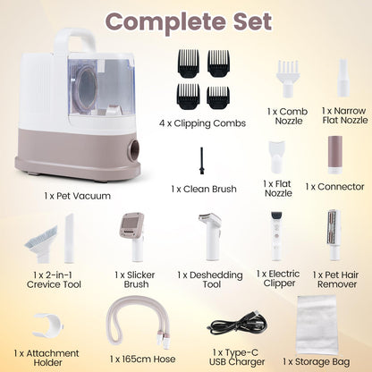 9-in-1 Dog Grooming Vacuum Kit for Shedding with 3 Suction Modes
