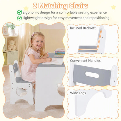 Kids Table and Chair Set, Wooden Children Activity Table