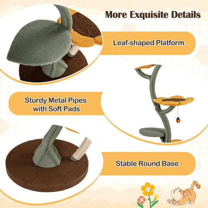 Cat Tree, 175cm Tall Cat Tower with 4 Flower-shaped Platforms