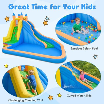 Inflatable Water Slide 3-in-1 Giant Water Park with Curved Slide