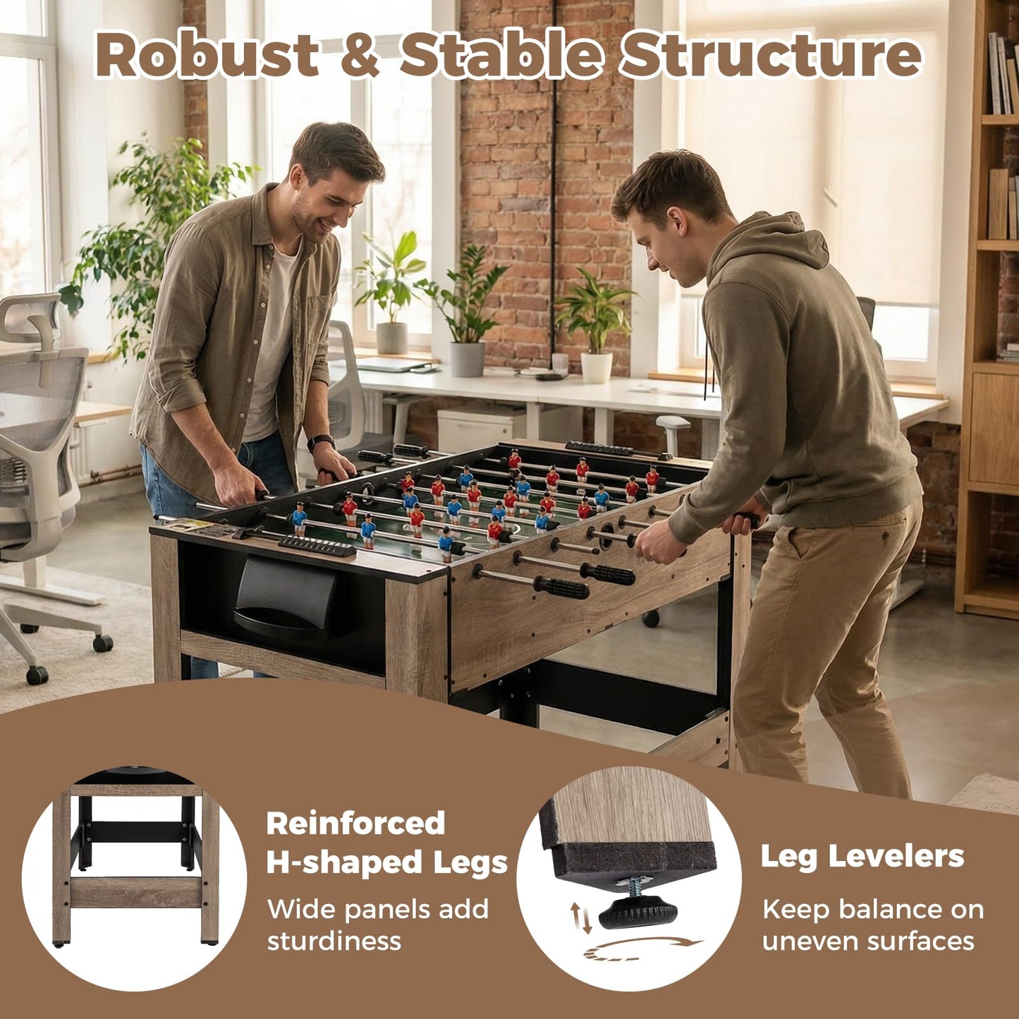 2 in 1 Multi Game Table, 124cm Reversible Football & Pool Combo Table with 2 Foosballs