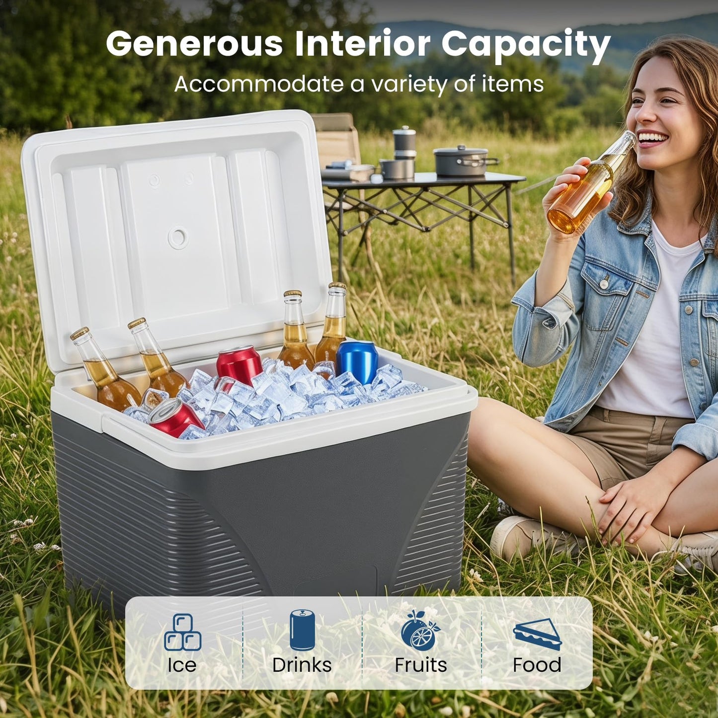 41 L Portable Hard Cooler Box, Heavy Duty Ice Chest
