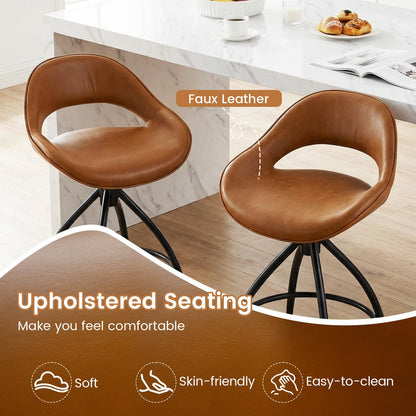 Swivel Bar Stools Set of 2 Counter Height Barstools with Backrest and Footrest