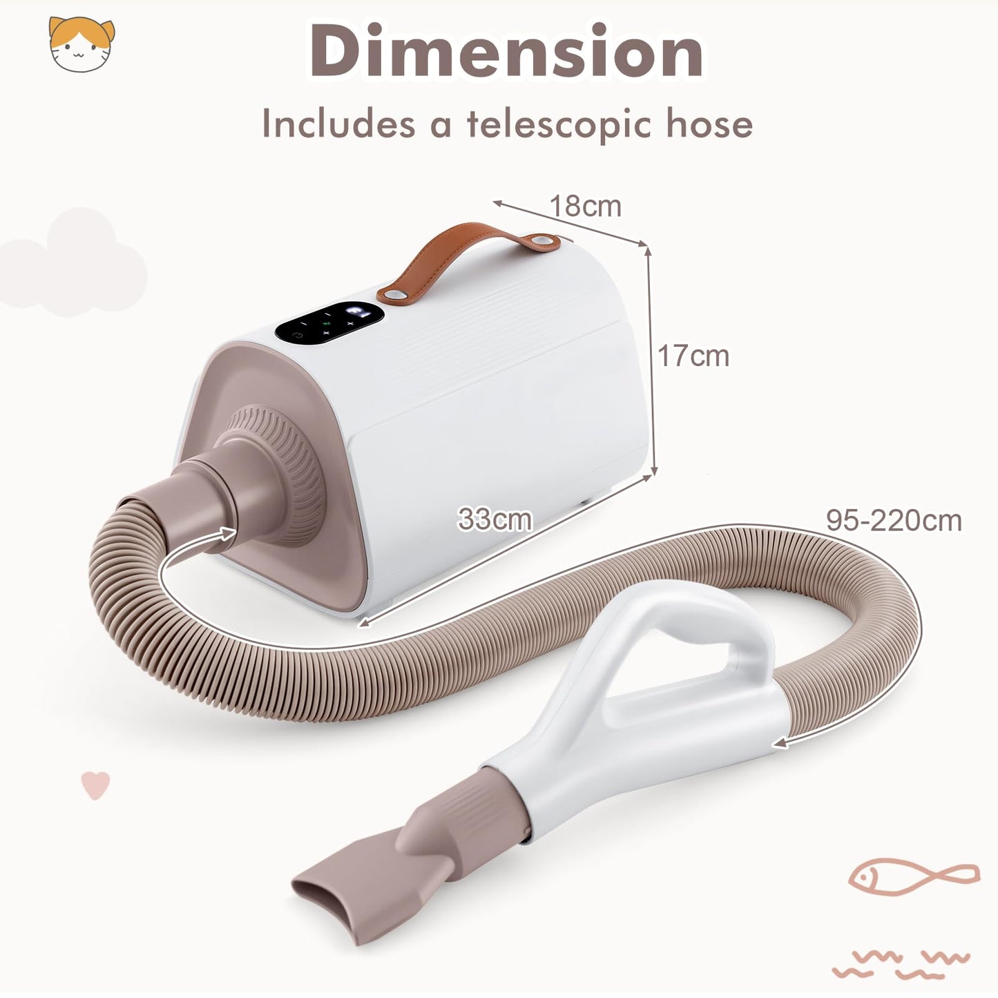 Dog Cat Hair Blower with Negative Ion Function