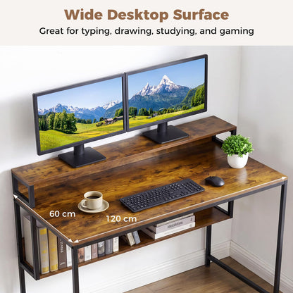 120cm Computer Desk, Industrial PC Laptop Table Writing Workstation