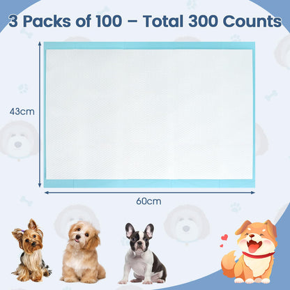 Dog and Puppy Pee Pads 60 x 43 cm(300 Counts) 6-Layer Leak-Proof Pet Pads