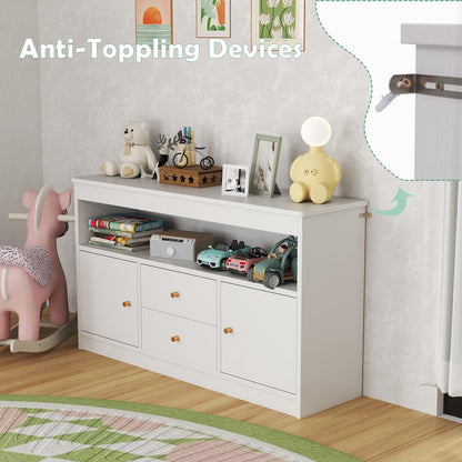 Wooden Kids Toy Children Bookshelf Storage Chest with Open Shelf