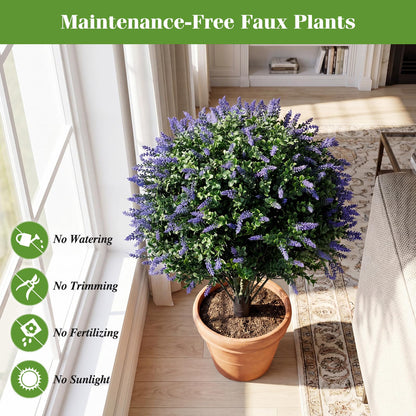 Set of 2 Artificial Topiary Ball Trees, Faux Shrub Bushes with Ground Spikes