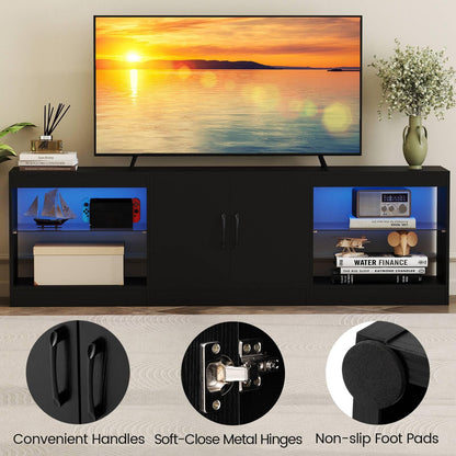 TV Stand Cabinet for TVs up to 85 Inches, 3 Pieces Modular Console TV Unit with LED Lights