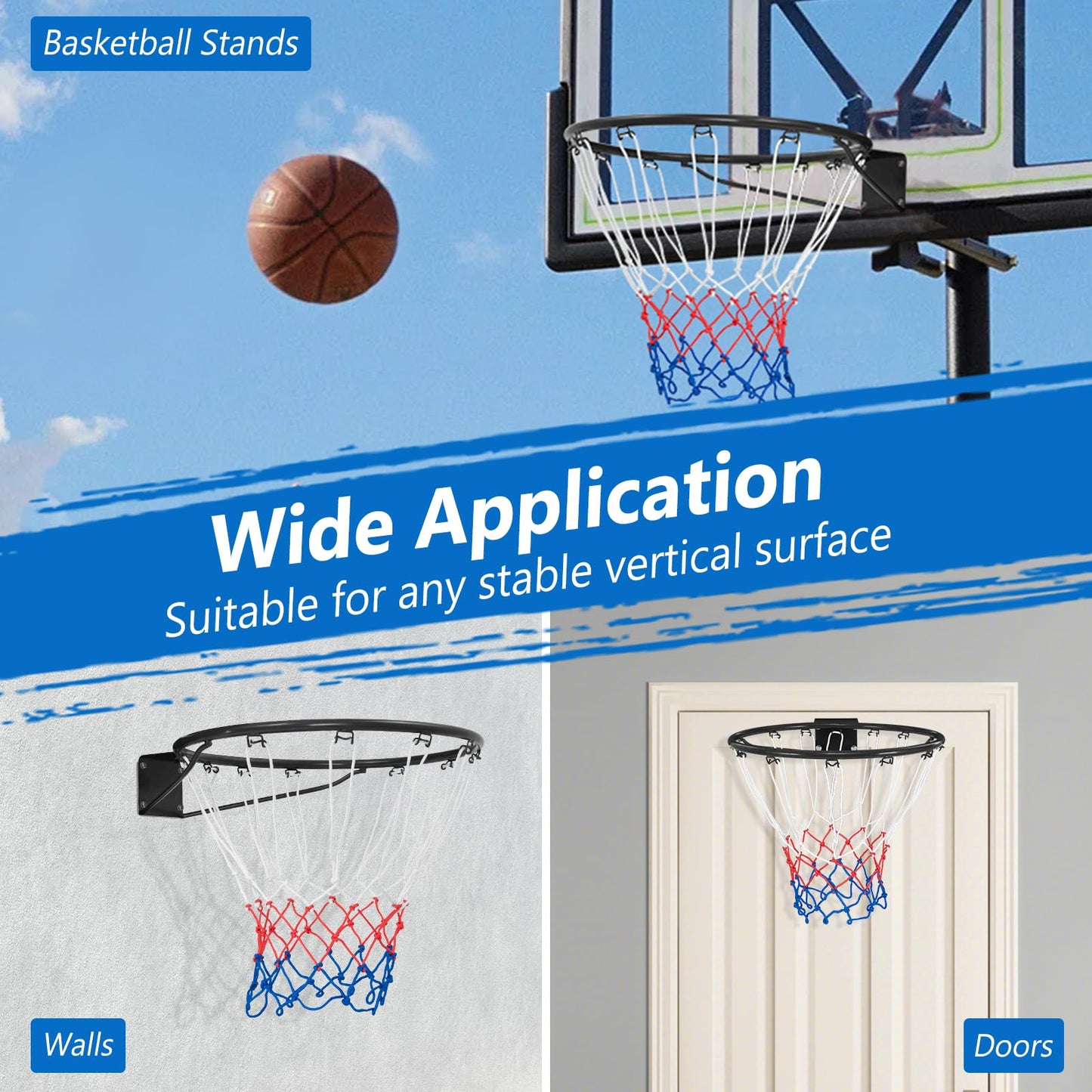 45/38 CM Heavy Duty Basketball Rim with All Weather Net and Mounting Hardware