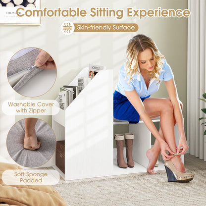 Shoe Storage Bench with 3 Tier Rack and Side Compartments
