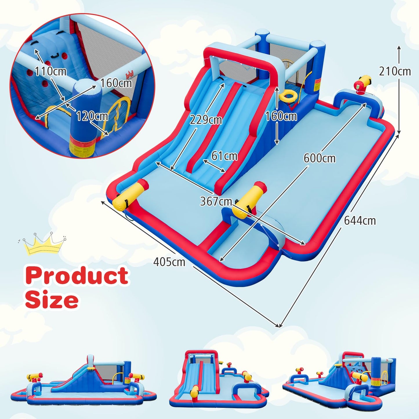 5 in 1 Mega Kids Bouncy Castle with Dual Slides