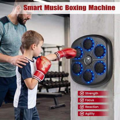 Music Boxing Machine, Wall Mounted Electronic Boxing Target with Gloves