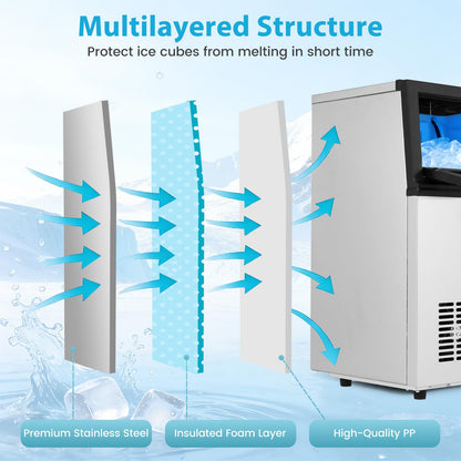 Commercial Ice Machine, 23kg/24H Industrial Ice Maker Machine with 5kg Ice Storage Capacity