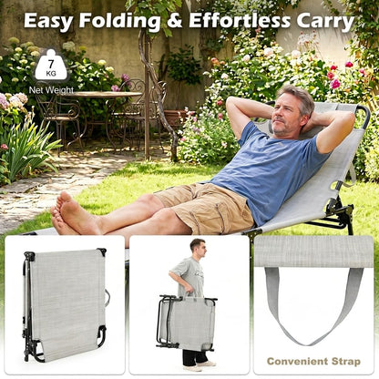 Garden Sunbed Sunbathing Recliner Outdoor Chaise Lounge Chair