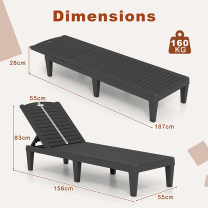 Chaise Lounge Chairs Set of 2 with 5-Position Adjustable Backrests