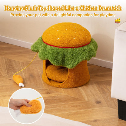 Cat House, Hamburger-Shaped Cats Cave Bed | Small Kitten Condo Furniture